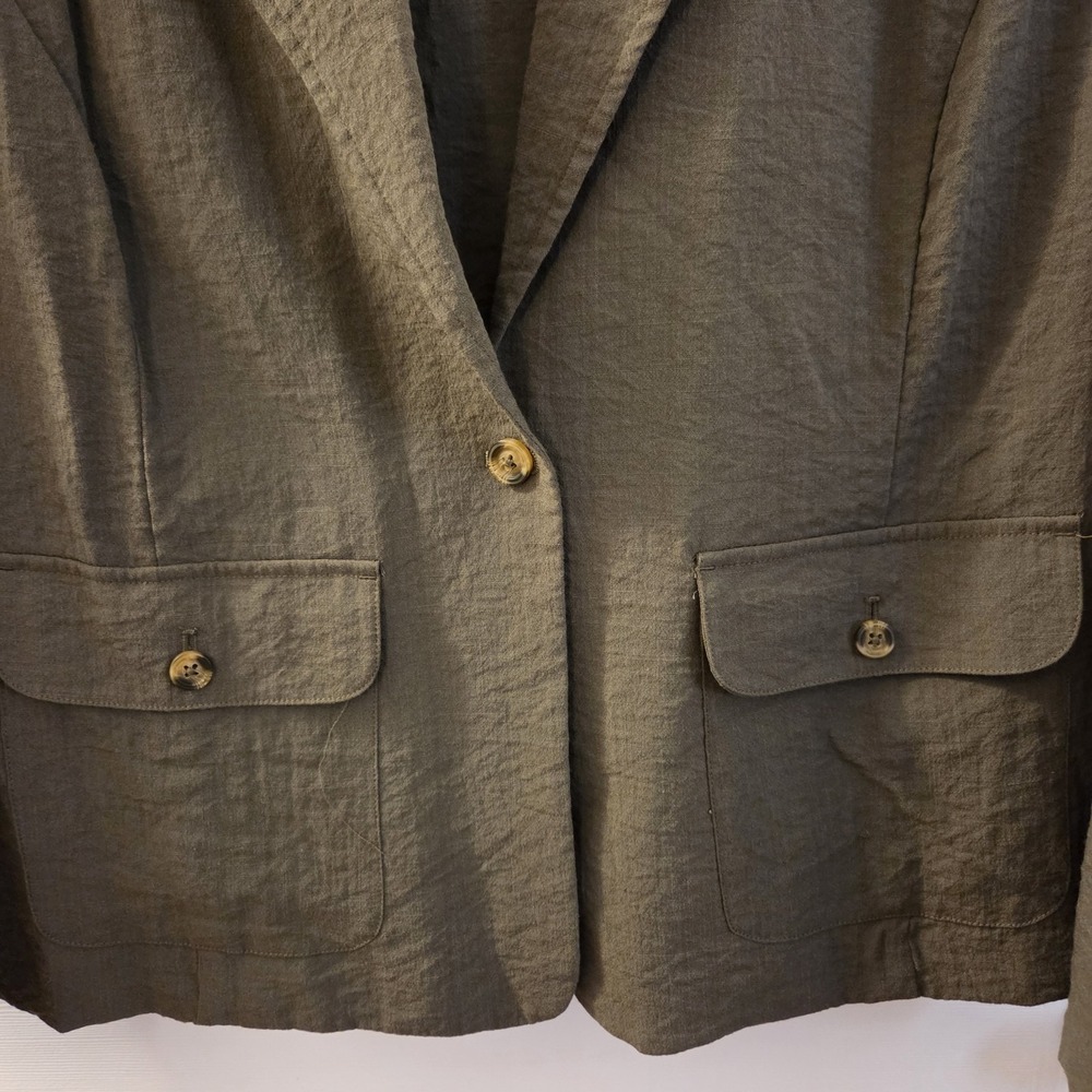 Chico's sz 3 lightweight olive single button blazer jacket XL casual chic - Picture 2 of 13